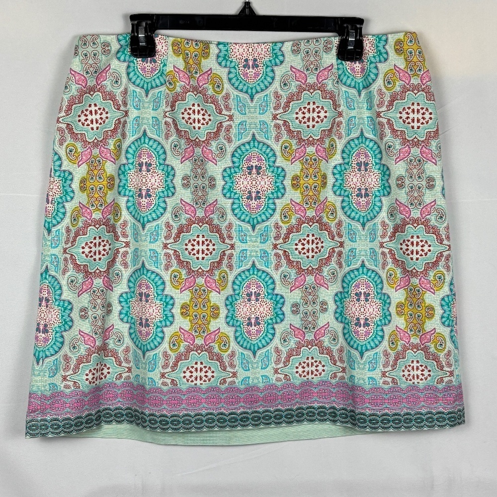 Talbots Womens Knee Length Pencil Skirt Elastic side Sz 14P Preppy Spring Resort